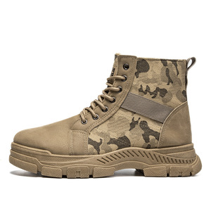 Chaussures montantes épaisses pour hommes, style Martin, rétro, à lacets, avec tige en PU et semelle extérieure en caoutchouc, idéales pour le travail (modèle transfrontalier) - Product Image 1
