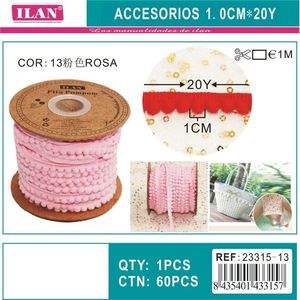 ริบบิ้นอิลัน ปอมปอม กว้าง 1 ซม. ยาว 20 หลา สีชมพู สำหรับงานประดิษฐ์และตกแต่ง - Product Image 3