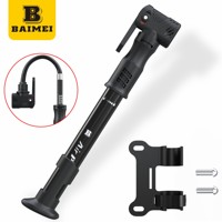Pompe à vélo mini haute pression BAIMEI 120 PSI à fixation sur cadre, en alliage d'aluminium, étanche, avec manomètre, pour valves Schrader/Presta/Dunlop VTT