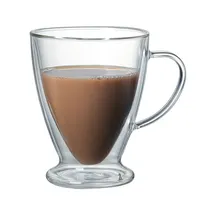 קפה ספל זכוכית קפה ספלי סט של 6 ברור זכוכית קפה כוסות 16 Oz עם ידיות לשתייה חמה קריסטל ברור זכוכית כוסות