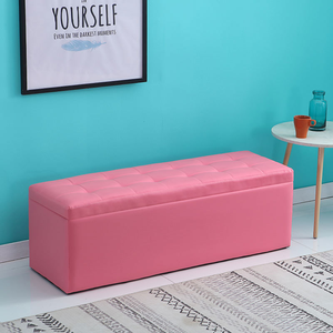 Quilted Leather Ottoman <b>Storage</b> Bench Foot <b>Stool</b> Sleeper Seat for Living Room Bedroom Hallway - Product Image 2