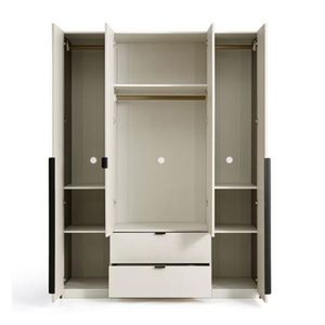 Armoire en bois massif laqué blanc de haute qualité avec coiffeuse conçue pour la chambre principale - Product Image 2