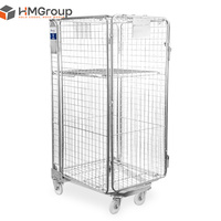 Conteneur à roulettes pliable en métal de 500 kg, chariot à cage métallique pliable
