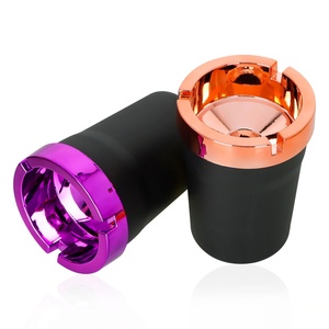 Cendrier de voiture portable en plastique, couleur personnalisée, design européen, finition électroplaquée, double couche, détachable, type entonnoir - Product Image 3