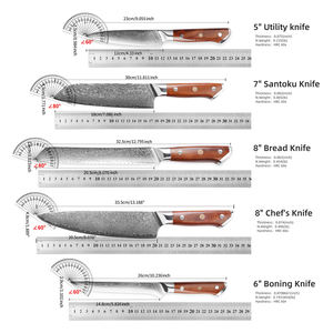 2 Parça Lüks 67 Katmanlı Şam Çelik Mutfak Bıçağı Seti Maun Saplı Şef Nakiri Kemik Ayırma Kiritsuke Santoku Şam Bıçak Seti - Product Image 6