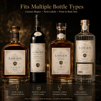 Etiquetas Personalizadas para Vino y Licores, Papel Texturizado con Estampado en Dorado, Adhesivos Impermeables para Botellas de Coñac, Whisky y Licores, OEM