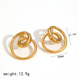 Pendientes de Espiral Geométrica en Acero Inoxidable con Baño de Oro de 18k, Joyería de Moda para Mujer - Product Image 5