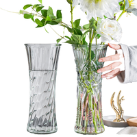 Vase à fleurs en verre transparent nordique cylindrique moderne de 30cm pour décoration de salon et table à manger