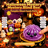 Jouet Squishy Halloween Boîte Mystère, Fidget Anti-stress à Presser avec Yeux de Fantôme Effrayants