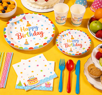 Ensemble de fête jetable tout-en-un pour anniversaire, décoration de table, ensemble de fête jetable coloré pour anniversaire, fournitures de fête pour enfants et adultes