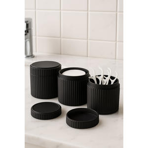 Minimalist <b>Bathroom</b> Organizer Set 3 Piece Plastic Circular <b>Countertop</b> <b>Storage</b> For Hair Clips Cotton Swabs Makeup - Product Image 1
