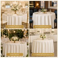 Nappe Ronde en Polyester pour Mariage, Réutilisable et Lavable, Housse de Table de Banquet, Taille Personnalisée pour Événements (Vente en Gros)