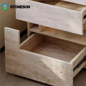 Chevets flottants naturels <span class=keywords><strong>en</strong></span> travertin StoneSun avec 2 tiroirs, <span class=keywords><strong>table</strong></span> <span class=keywords><strong>de</strong></span> chevet pour chambres à coucher, hôtels - Product Image 4