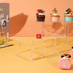 MayoresTransparent <span class=keywords><strong>Square</strong></span> Acrylic Postre <span class=keywords><strong>Cake</strong></span> <span class=keywords><strong>Stand</strong></span> PC Plastic Self-Service Cupcake Tray para Fruit Display INS - Product Image 3