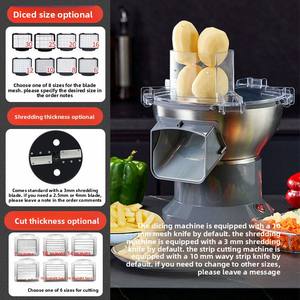 Cortador de Verduras Multifunción para Cocina: Cubos de Rábano, Granulador de <span class=keywords><strong>Cebolla</strong></span>, Rebanador de Patatas, Tiras de Mango, Picador Comercial para Cantina - Product Image 6