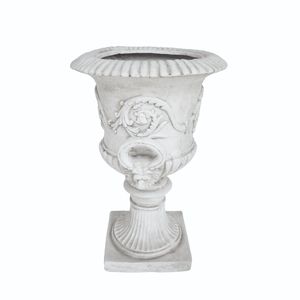 Planteur d'urne de jardin de calice en béton léger antique extérieur, pots de fleurs noirs - Product Image 2