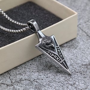 Yunnique-collar nórdico vintage de acero inoxidable con colgante de flecha y runa vikinga, collar para hombre, joyería de regalo - Product Image 1