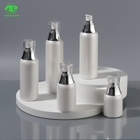 Flacon pompe sans air en plastique AS de haute qualité personnalisé, 15/20/25/30/40/50 ml, couleur blanc argenté, pour crème pour le visage, soin de la peau, PPWR