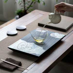 Dreaming Of Dunhuang Rectangular Dry Brewing <b>Tray</b> Flat <b>Tea</b> <b>Tray</b> For Kung Fu <b>Tea</b> Ceremony Accessories - Product Image 4