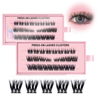 Extensions de cils en grappes véganes en soie 8-16mm, faites à la main, confortables, sans cruauté, denses, effet wispy, application facile, adaptées aux débutants, pour DIY