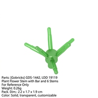 Gobricks en stock, briques MOC GDS-1442, vente en gros de blocs de construction, pièce LDD 19119, tige de fleur avec barre et 6 tiges