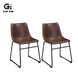 Обеденный стул в американском стиле, обеденный стул, наборы с обивкой, коричневый кожаный чехол