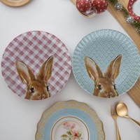 Assiettes en mélamine au design vintage de lapin, cadeaux de Noël, décorations de Pâques, lot de 12 pièces