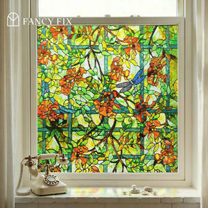 Film de fenêtre statique personnalisable en 3D, motif vigne <span class=keywords><strong>trompette</strong></span>, protection de la vie privée, protection UV, PVC écologique pour salle de bain, échantillon gratuit - Product Image 1