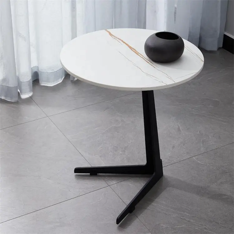 Современный минималистский мраморный журнальный столик с мраморной столешницей и боковым журнальным столиком