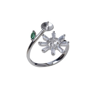 Bague tournesol en argent S925 faite à la main, avec plateau vide pour perles colorées de 6-7 mm, accessoires de bijouterie DIY semi-finis avec perles de 3 mm - Product Image 5