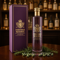 Bouteille en verre super-flint ronde et fine de 530 ml avec logo couleur personnalisé et boîte d'emballage, vide, pour spiritueux, liqueur, whisky, vente en gros