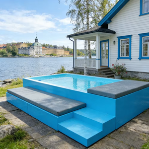 Bain à remous transparent avec jets de nage, chauffage intégré, robot nettoyeur automatique, portable, en fibre de verre, pour piscine - Product Image 1