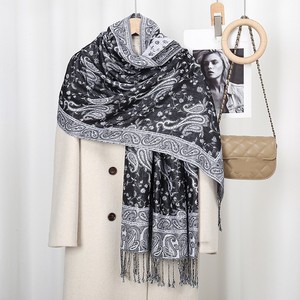 Women Ladies Color Blocking Vintage Floral Flowers Pattern Ethnic Jacquard <strong>Paisley</strong> <strong>Pashmina</strong> <strong>Scarf</strong> Shawl Poncho with Tassels - Product Image 5
