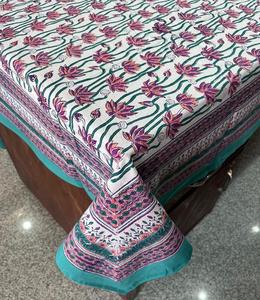 Tendance Design fait à la main indien bloc imprimé Floral coton couverture de Table ensemble 6 places fête de mariage nappe coureur tapis serviettes - Product Image 2