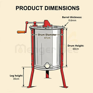 Mengerbee Máquina Manual para la Extracción de Miel, Centrífuga de Miel de Acero Inoxidable, Extractor de Miel de 4 Cuadros - Product Image 4