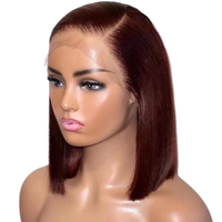 Perruques Lace Front en Cheveux Humains Vierges Péruviens pour Femmes Noires, Coupe Bob Courte, Prix de Gros Usine, Couleur Naturelle