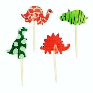 Cartone animato animale torta Topper decorazione Cupcake Toppers frutta stuzzicadenti in legno per bambini <span class=keywords><strong>festa</strong></span> di <span class=keywords><strong>compleanno</strong></span> Set - Product Image 4