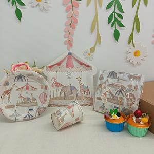 DAMAI - Juego de Vajilla Desechable de Papel para Fiestas Infantiles, Decoración para Fiestas de Cumpleaños, con Diseño de Animales - Product Image 1