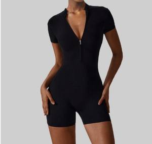 Combinaison de Sport Moulante Personnalisée à Manches Courtes avec Fermeture Éclair pour Femme | Yoga, <span class=keywords><strong>Danse</strong></span> & Fitness - Product Image 6