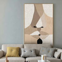 Peinture à l'huile sur toile abstraite géométrique texturée faite à la main, cadre personnalisé, décoration murale moderne pour salon