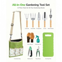 Outils de jardinage et aides pour s'agenouiller, ensemble de 7 outils de jardin avec sac rembourré, kits d'arrosage, truelle, râteau, pelle pour plantes