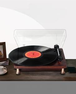 Проигрыватель виниловых пластинок с 3 скоростями, высококачественный, с винтажными деревянными стереодинамиками для домашнего использования, поставляется напрямую с завода. - Product Image 3