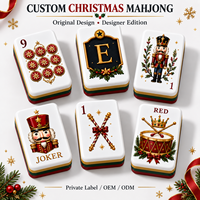 Ensemble de Mahjong Américain de Noël Personnalisé de Luxe Moderne, Tuiles Acryliques Gravées à 4 Couches, Designer Original, Fêtes, OEM ODM, 4 Joueurs