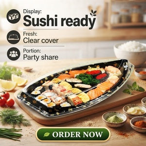 <span class=keywords><strong>Plateau</strong></span> à sushi extra-large Huafeng HF-7104 - Couvercle anti-buée pour sashimi et plateaux <span class=keywords><strong>de</strong></span> fruits <span class=keywords><strong>de</strong></span> <span class=keywords><strong>mer</strong></span> à <span class=keywords><strong>emporter</strong></span> - Product Image 1