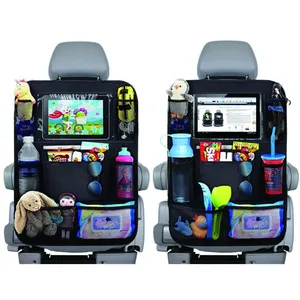 易于清洁的汽车后座组织器，适用于带平板电脑支架的儿童汽车靠背保护器