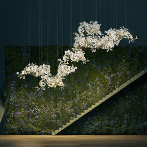 Lampu Gantung Mewah Keramik Daun Ginkgo Motif Bunga untuk Hotel, Villa, Ruang Tamu, Ruang Makan - Product Image 4