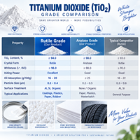 Pigmen Titanium Dioksida Anatase 97% Grosir, Bubuk TiO2 Kelas Industri untuk Cat Dinding Interior dan Pelapis, Pemasok