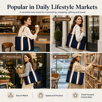 Sac fourre-tout en toile de coton robuste de 16 oz avec doublure en toile 210D, poignée en cuir PU de luxe et boucle magnétique durable