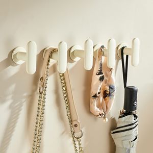 <b>Wall</b> <b>Hooks</b> Milky White Aluminum Alloy Modern Simple Design No Drilling Required Entryway Storage Rack - Product Image 1