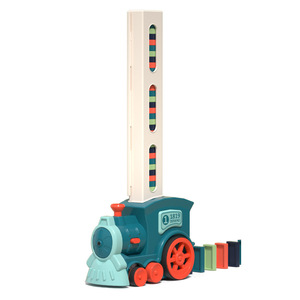 Jouet d'empilage de dominos automatique lumineux et sonore pour enfants, train de dominos électrique en plastique éducatif de haute qualité - Product Image 1